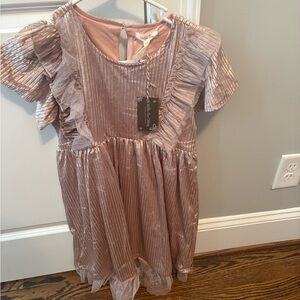 Matilda Jane Shimmering Pink Pleated Dress - Size 12 NWT
